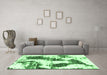 Machine Washable Abstract Emerald Green Modern Area Rugs in a Living Room,, wshabs1056emgrn