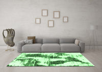 Machine Washable Abstract Emerald Green Modern Rug, wshabs1056emgrn