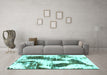 Machine Washable Abstract Turquoise Modern Area Rugs in a Living Room,, wshabs1056turq