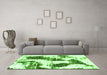 Machine Washable Abstract Green Modern Area Rugs in a Living Room,, wshabs1056grn