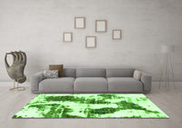 Machine Washable Abstract Green Modern Rug, wshabs1056grn