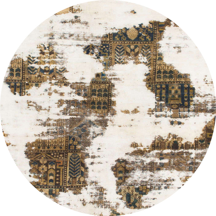 Round Machine Washable Abstract Dark Almond Brown Rug, wshabs1056