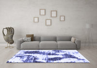 Machine Washable Abstract Blue Modern Rug, wshabs1056blu