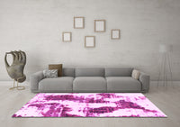 Machine Washable Abstract Pink Modern Rug, wshabs1056pnk