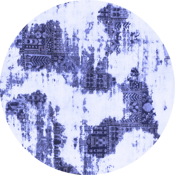 Round Machine Washable Abstract Blue Modern Rug, wshabs1056blu