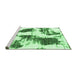 Sideview of Machine Washable Abstract Emerald Green Modern Area Rugs, wshabs1056emgrn