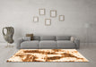 Machine Washable Abstract Orange Modern Area Rugs in a Living Room, wshabs1056org