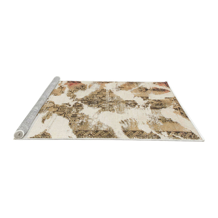 Sideview of Machine Washable Abstract Moccasin Beige Rug, wshabs1057