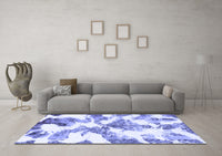 Machine Washable Abstract Blue Modern Rug, wshabs1057blu