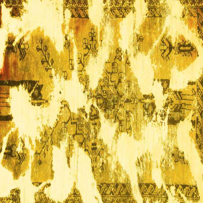 Square Machine Washable Abstract Yellow Modern Rug, wshabs1057yw