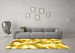 Machine Washable Abstract Yellow Modern Rug in a Living Room, wshabs1057yw