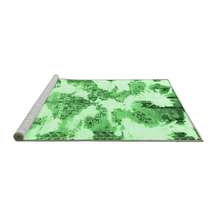 Sideview of Machine Washable Abstract Emerald Green Modern Area Rugs, wshabs1057emgrn