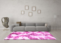 Machine Washable Abstract Pink Modern Rug, wshabs1057pnk