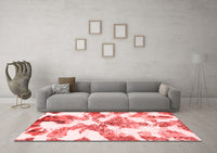 Machine Washable Abstract Red Modern Rug, wshabs1057red