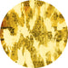 Round Machine Washable Abstract Yellow Modern Rug, wshabs1057yw