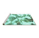 Sideview of Machine Washable Abstract Turquoise Modern Area Rugs, wshabs1057turq