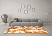 Machine Washable Abstract Orange Modern Area Rugs in a Living Room, wshabs1057org