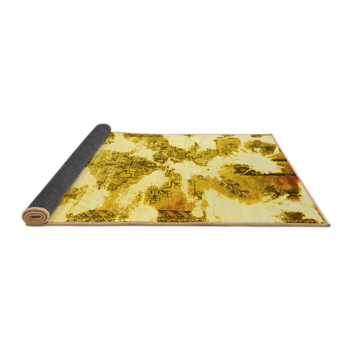 Sideview of Abstract Yellow Modern Rug, abs1057yw