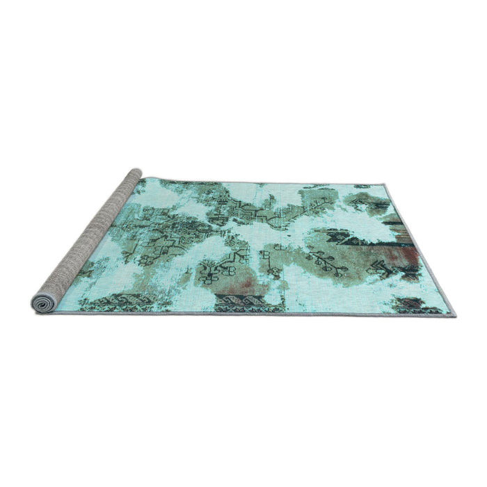 Sideview of Machine Washable Abstract Light Blue Modern Rug, wshabs1057lblu