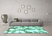 Machine Washable Abstract Turquoise Modern Area Rugs in a Living Room,, wshabs1057turq