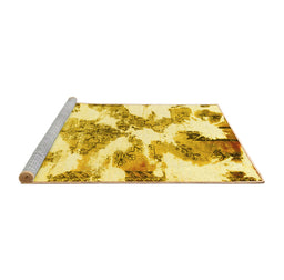 Sideview of Machine Washable Abstract Yellow Modern Rug, wshabs1057yw