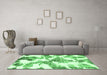 Machine Washable Abstract Emerald Green Modern Area Rugs in a Living Room,, wshabs1057emgrn