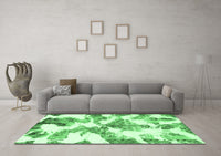 Machine Washable Abstract Emerald Green Modern Rug, wshabs1057emgrn