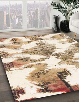 Abstract Beige Modern Rug in Family Room, abs1057