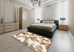 Machine Washable Abstract Moccasin Beige Rug in a Bedroom, wshabs1057