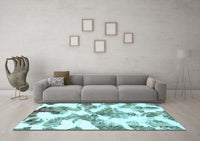 Machine Washable Abstract Light Blue Modern Rug, wshabs1057lblu