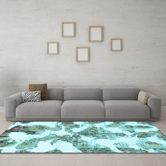 Machine Washable Abstract Light Blue Modern Rug in a Living Room, wshabs1057lblu