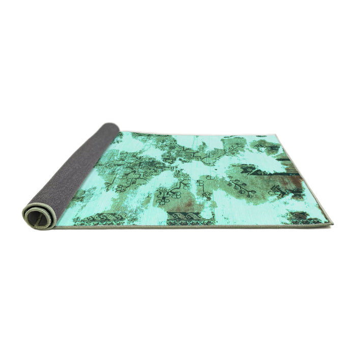 Sideview of Abstract Turquoise Modern Rug, abs1057turq