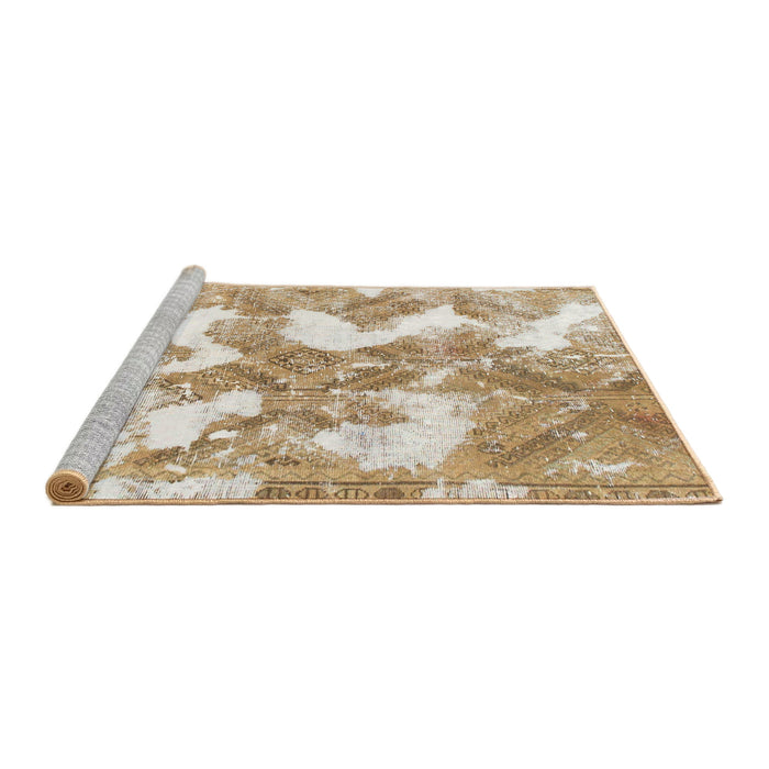Sideview of Machine Washable Abstract Bronze Brown Rug, wshabs1058