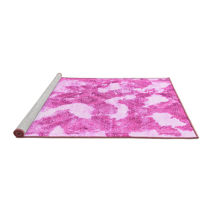 Sideview of Machine Washable Abstract Pink Modern Rug, wshabs1058pnk