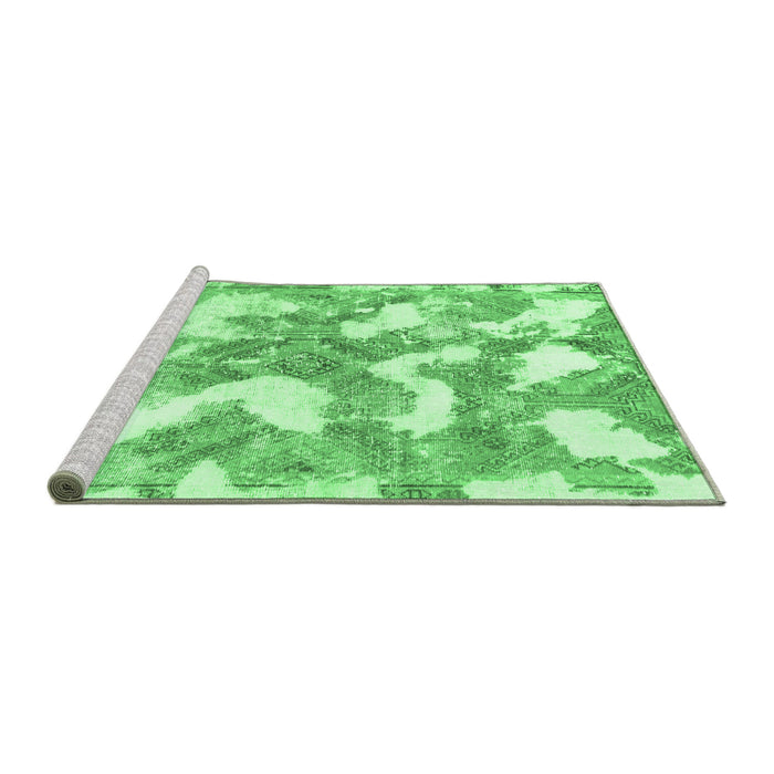 Sideview of Machine Washable Abstract Emerald Green Modern Area Rugs, wshabs1058emgrn