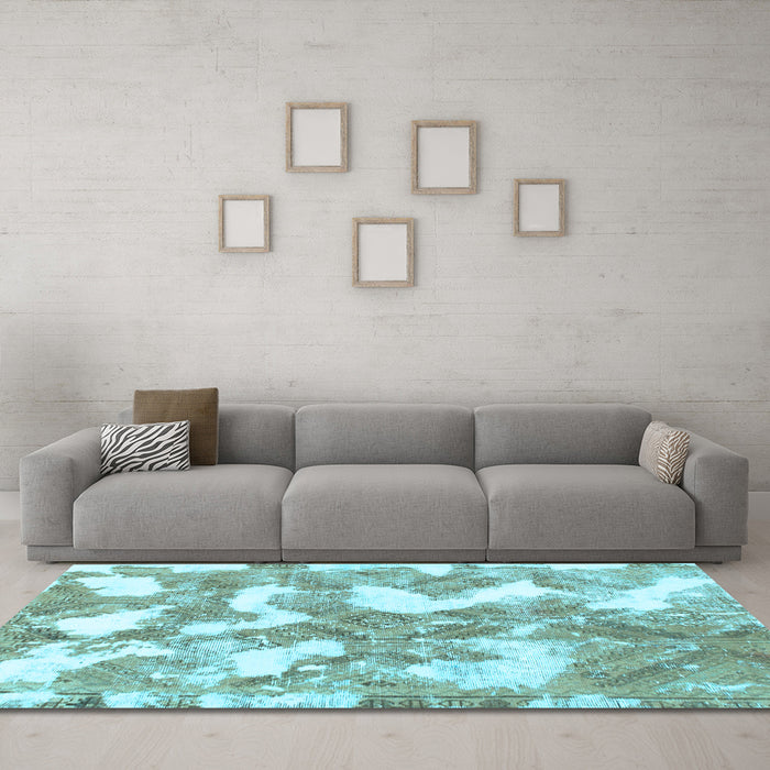 Machine Washable Abstract Light Blue Modern Rug in a Living Room, wshabs1058lblu