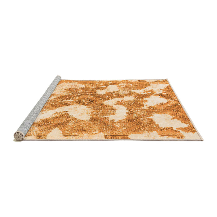 Sideview of Machine Washable Abstract Orange Modern Area Rugs, wshabs1058org