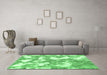 Machine Washable Abstract Emerald Green Modern Area Rugs in a Living Room,, wshabs1058emgrn