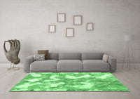 Machine Washable Abstract Emerald Green Modern Rug, wshabs1058emgrn