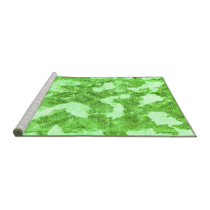 Sideview of Machine Washable Abstract Green Modern Area Rugs, wshabs1058grn