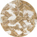 Round Machine Washable Abstract Bronze Brown Rug, wshabs1058