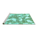 Sideview of Machine Washable Abstract Turquoise Modern Area Rugs, wshabs1058turq