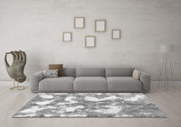 Machine Washable Abstract Gray Modern Rug, wshabs1058gry