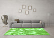 Machine Washable Abstract Green Modern Area Rugs in a Living Room,, wshabs1058grn