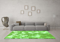 Machine Washable Abstract Green Modern Rug, wshabs1058grn