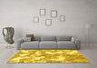 Machine Washable Abstract Yellow Modern Rug in a Living Room, wshabs1058yw
