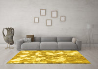 Machine Washable Abstract Yellow Modern Rug, wshabs1058yw