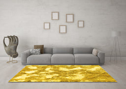 Machine Washable Abstract Yellow Modern Rug in a Living Room, wshabs1058yw