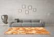 Machine Washable Abstract Orange Modern Area Rugs in a Living Room, wshabs1058org