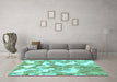 Machine Washable Abstract Turquoise Modern Area Rugs in a Living Room,, wshabs1058turq